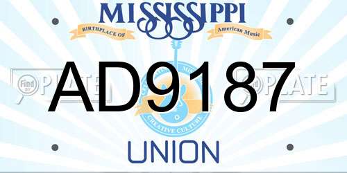 AD9187 Mississippi License Plate