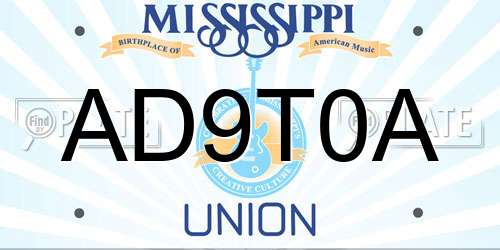 AD9T0A Mississippi License Plate