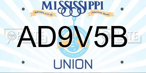 AD9V5B Mississippi License Plate