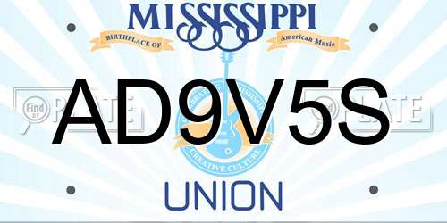 AD9V5S Mississippi License Plate