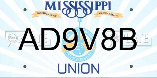 AD9V8B Mississippi License Plate