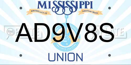 AD9V8S Mississippi License Plate