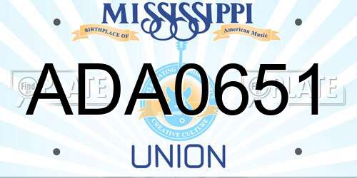 ADA0651 Mississippi License Plate