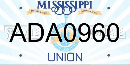ADA0960 Mississippi License Plate