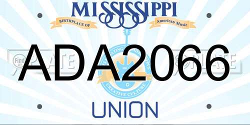 ADA2066 Mississippi License Plate