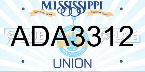 ADA3312 Mississippi License Plate