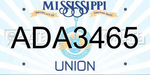 ADA3465 Mississippi License Plate