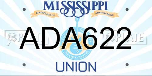 ADA622 Mississippi License Plate