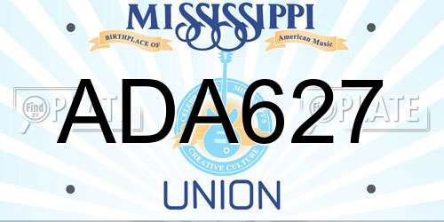 ADA627 Mississippi License Plate