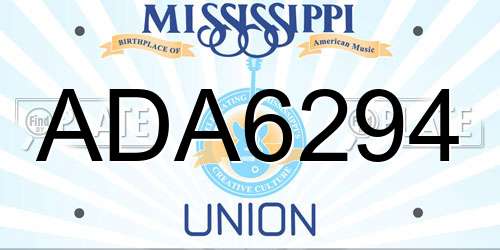 ADA6294 Mississippi License Plate