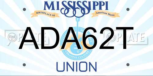 ADA62T Mississippi License Plate