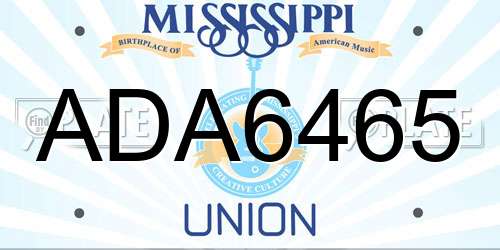 ADA6465 Mississippi License Plate