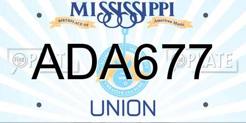 ADA677 Mississippi License Plate