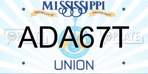 ADA67T Mississippi License Plate