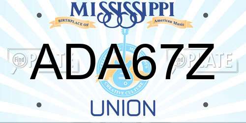ADA67Z Mississippi License Plate
