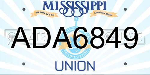 ADA6849 Mississippi License Plate