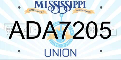 ADA7205 Mississippi License Plate