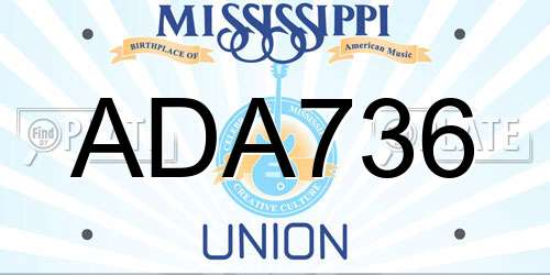 ADA736 Mississippi License Plate