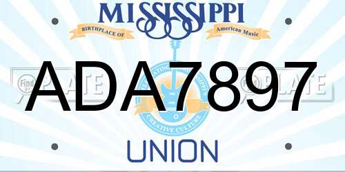 ADA7897 Mississippi License Plate