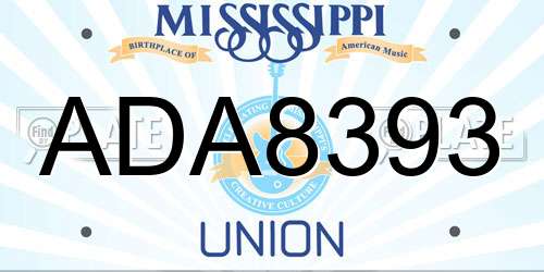 ADA8393 Mississippi License Plate