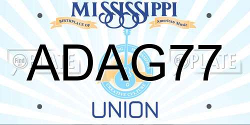 ADAG77 Mississippi License Plate