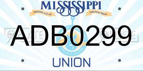 ADB0299 Mississippi License Plate