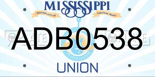ADB0538 Mississippi License Plate