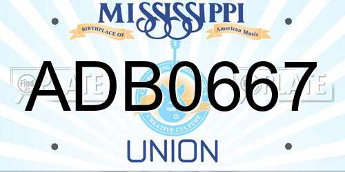 ADB0667 Mississippi License Plate