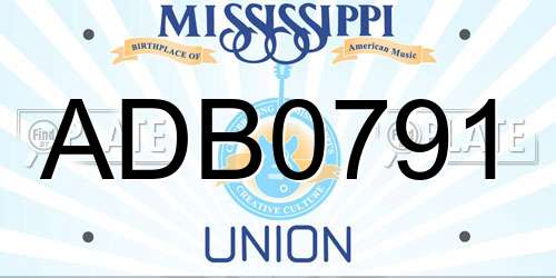 ADB0791 Mississippi License Plate