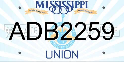 ADB2259 Mississippi License Plate