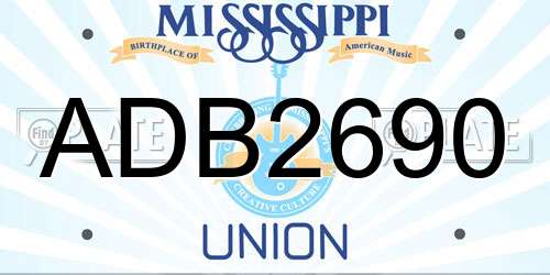 ADB2690 Mississippi License Plate