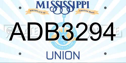 ADB3294 Mississippi License Plate
