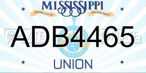ADB4465 Mississippi License Plate
