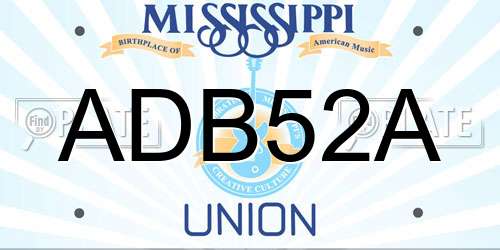 ADB52A Mississippi License Plate
