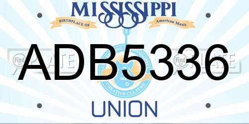 ADB5336 Mississippi License Plate