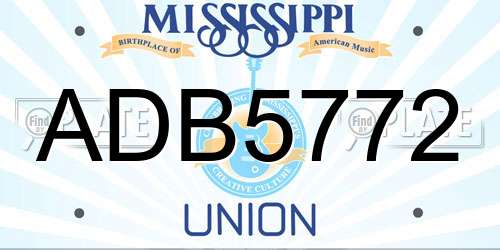 ADB5772 Mississippi License Plate