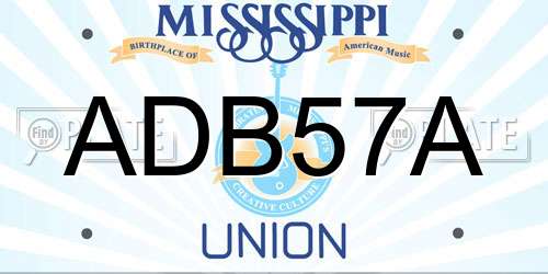 ADB57A Mississippi License Plate
