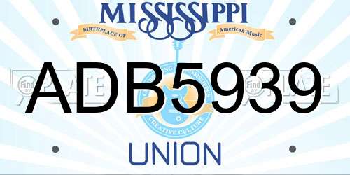 ADB5939 Mississippi License Plate