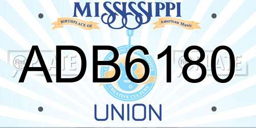 ADB6180 Mississippi License Plate
