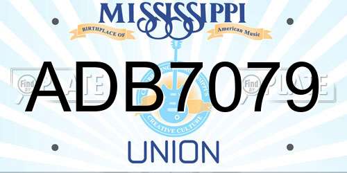 ADB7079 Mississippi License Plate