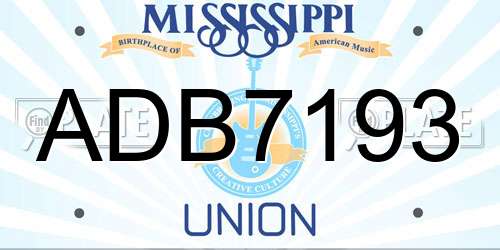 ADB7193 Mississippi License Plate