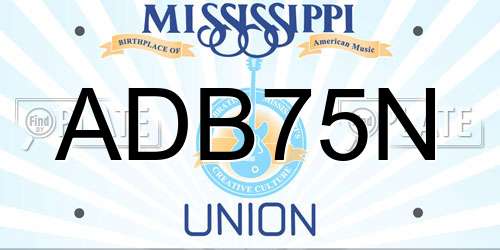 ADB75N Mississippi License Plate
