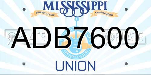 ADB7600 Mississippi License Plate