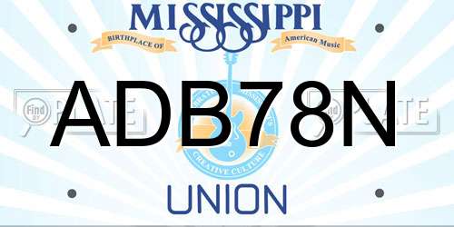 ADB78N Mississippi License Plate