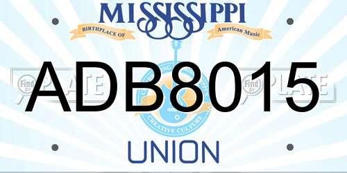 ADB8015 Mississippi License Plate
