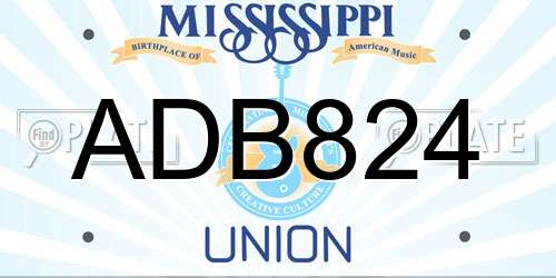 ADB824 Mississippi License Plate