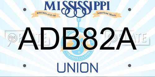 ADB82A Mississippi License Plate