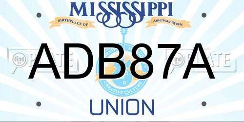ADB87A Mississippi License Plate