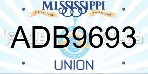 ADB9693 Mississippi License Plate