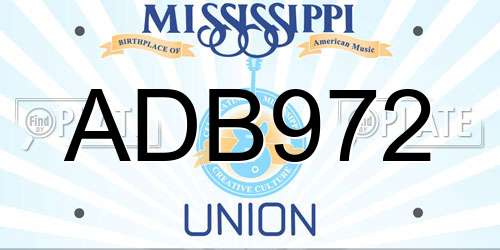 ADB972 Mississippi License Plate